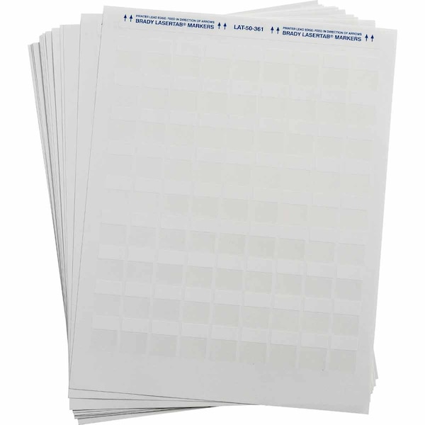 LaserTab Self-Lam Polyester Lbls 1 in H x 0.75 in W White, Clear 13/PK